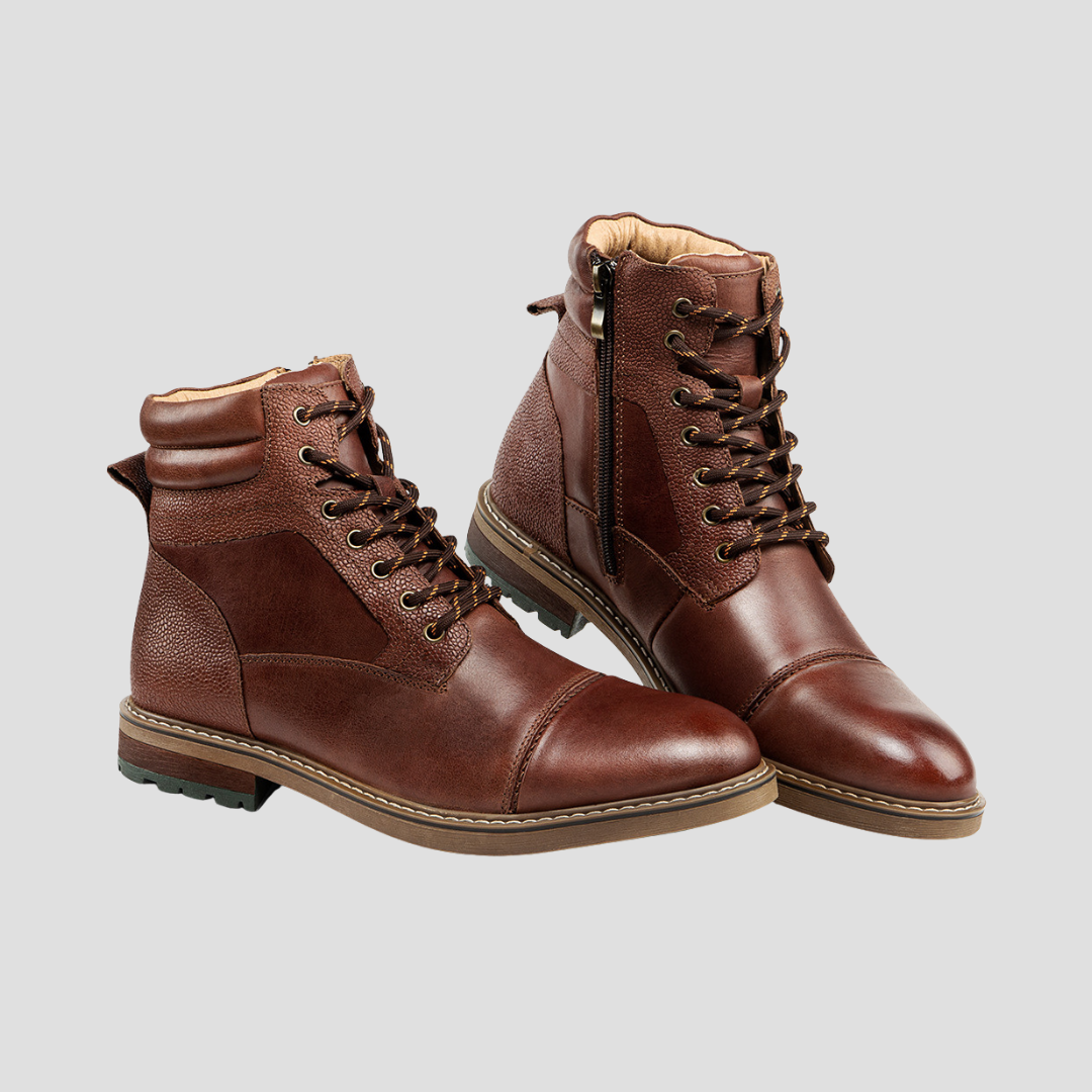 VogeLuxe | Men’s Cap-Toe Combat Lace-Up Boots 1