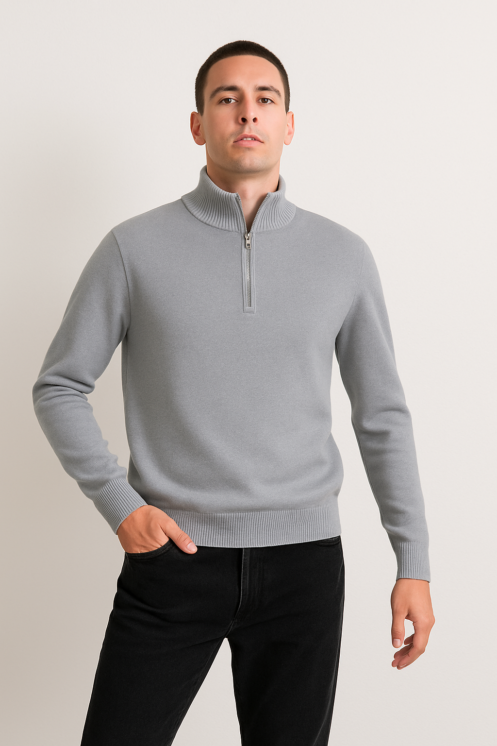 VogeLuxe | Men’s Cashmere Semi High Neck Sweater 1