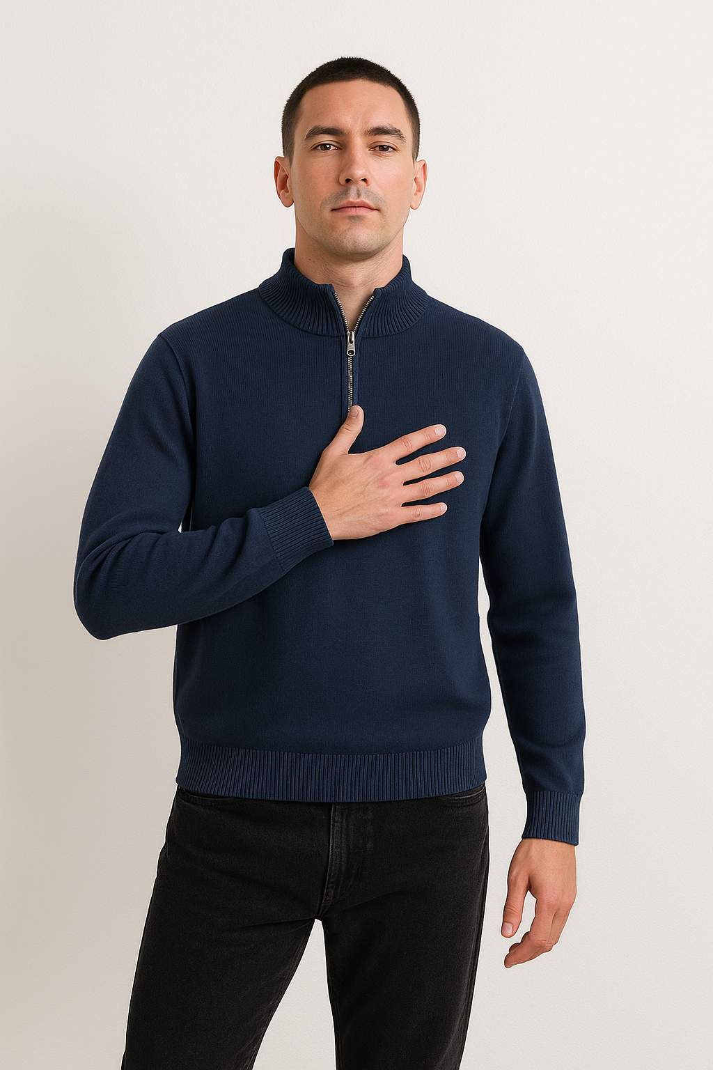 VogeLuxe | Men’s Cashmere Semi High Neck Sweater 6