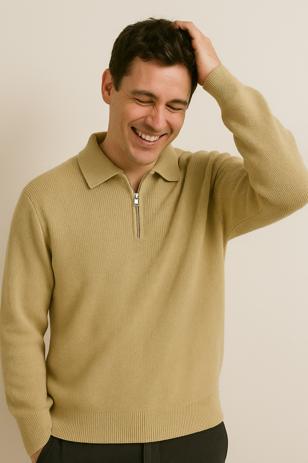 VogeLuxe | Men’s Casual Half Zip Knit Sweater 4