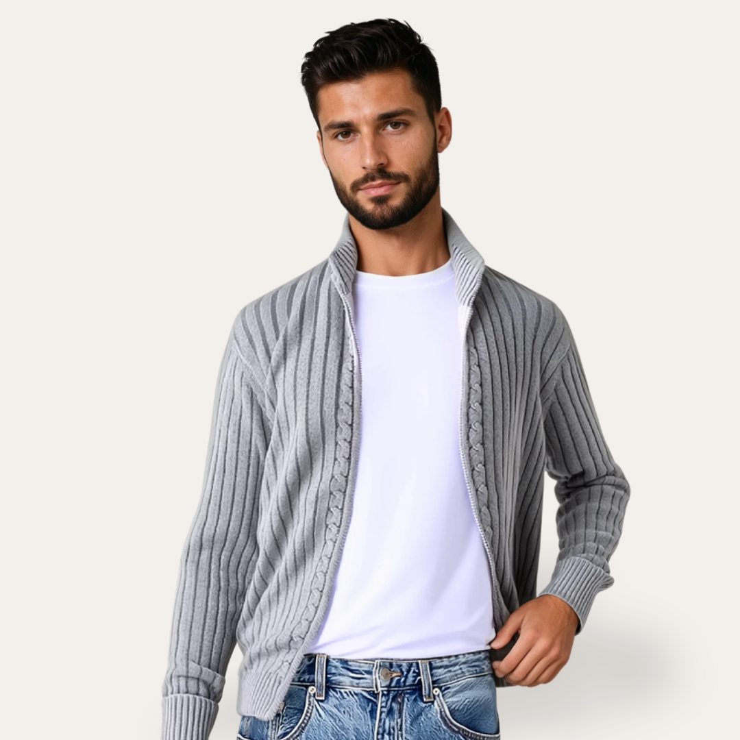 VogeLuxe | Men’s Casual Ribbed Knit Layering Cardigan 1