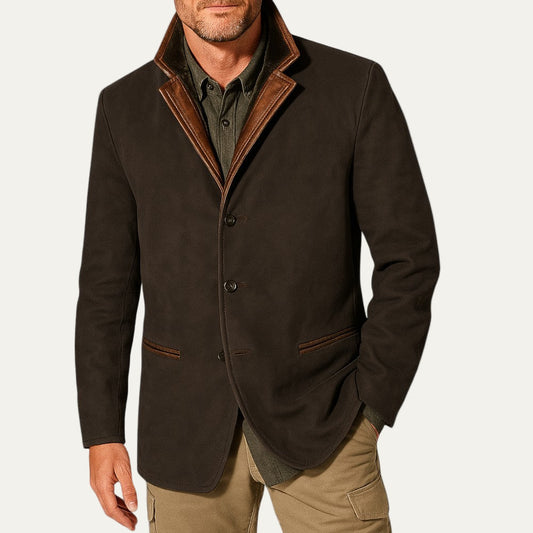 VogeLuxe | Men’s Casual Sport Coat with Suede Collar 0