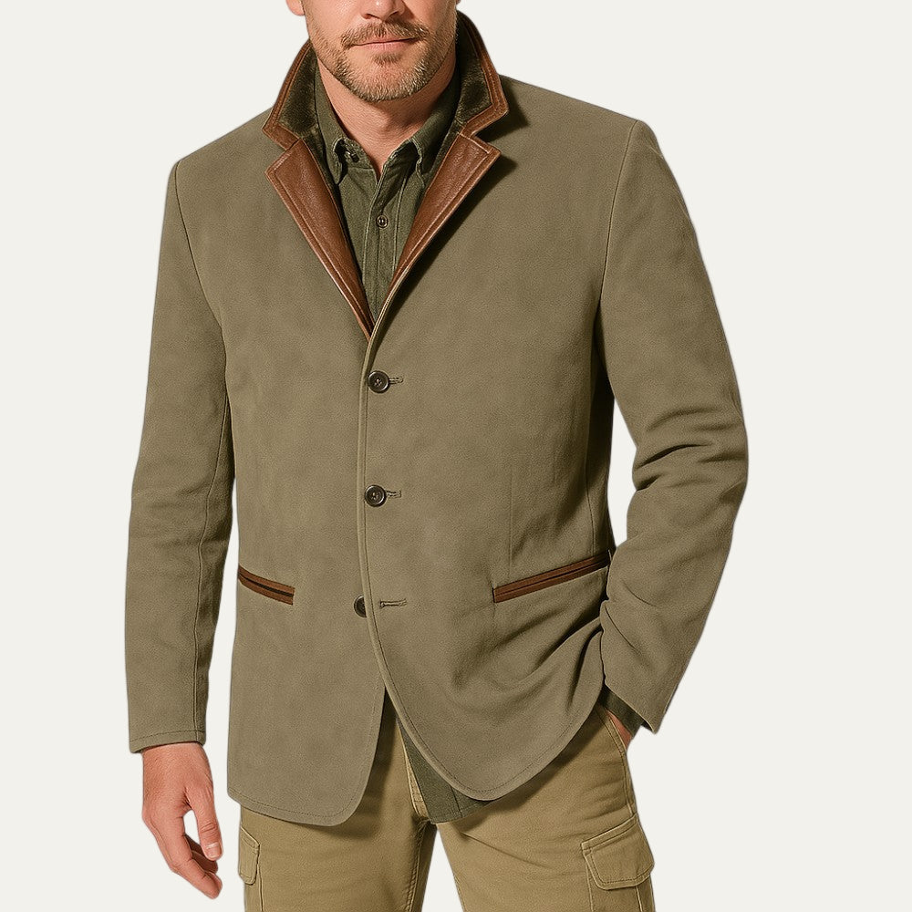VogeLuxe | Men’s Casual Sport Coat with Suede Collar 1