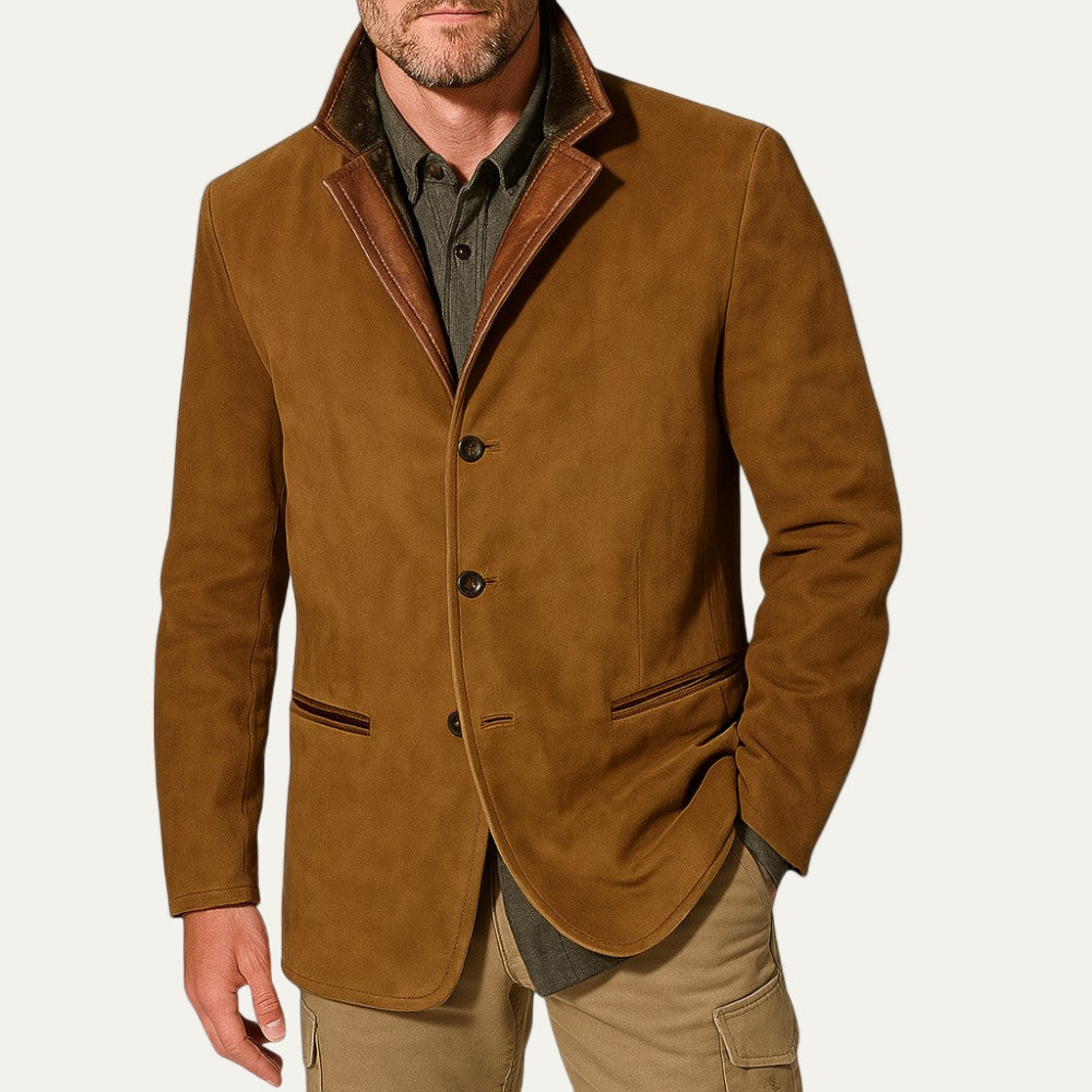 VogeLuxe | Men’s Casual Sport Coat with Suede Collar 3