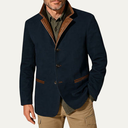 VogeLuxe | Men’s Casual Sport Coat with Suede Collar 4