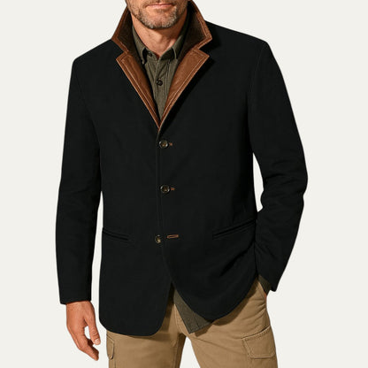 VogeLuxe | Men’s Casual Sport Coat with Suede Collar 5