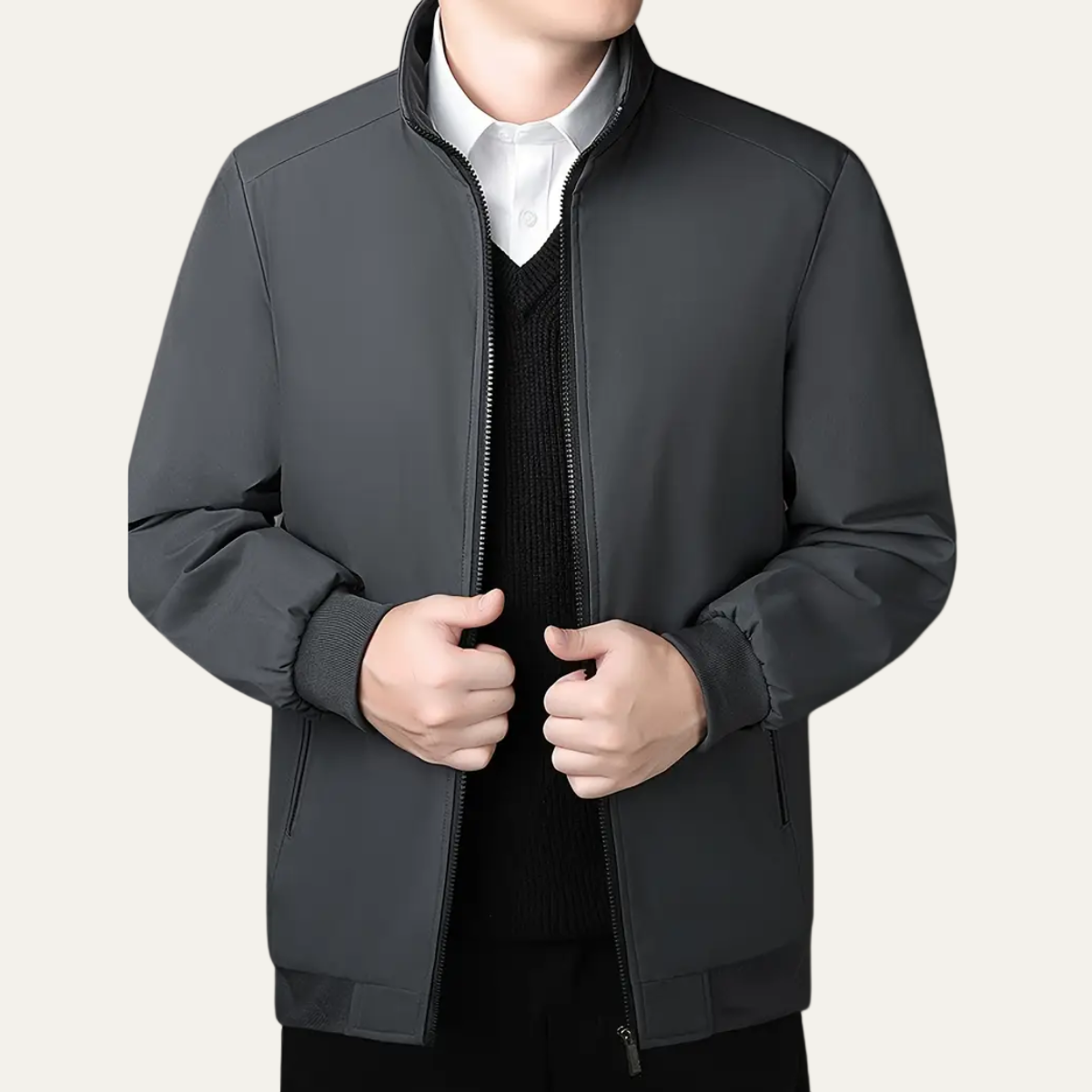 VogeLuxe | Men’s Casual Zip-Front Bomber Jacket 0