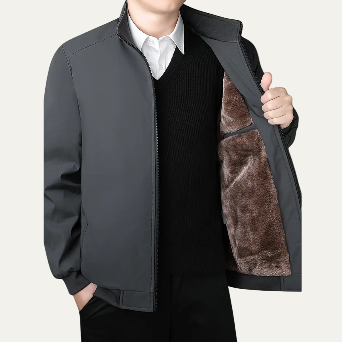 VogeLuxe | Men’s Casual Zip-Front Bomber Jacket 2