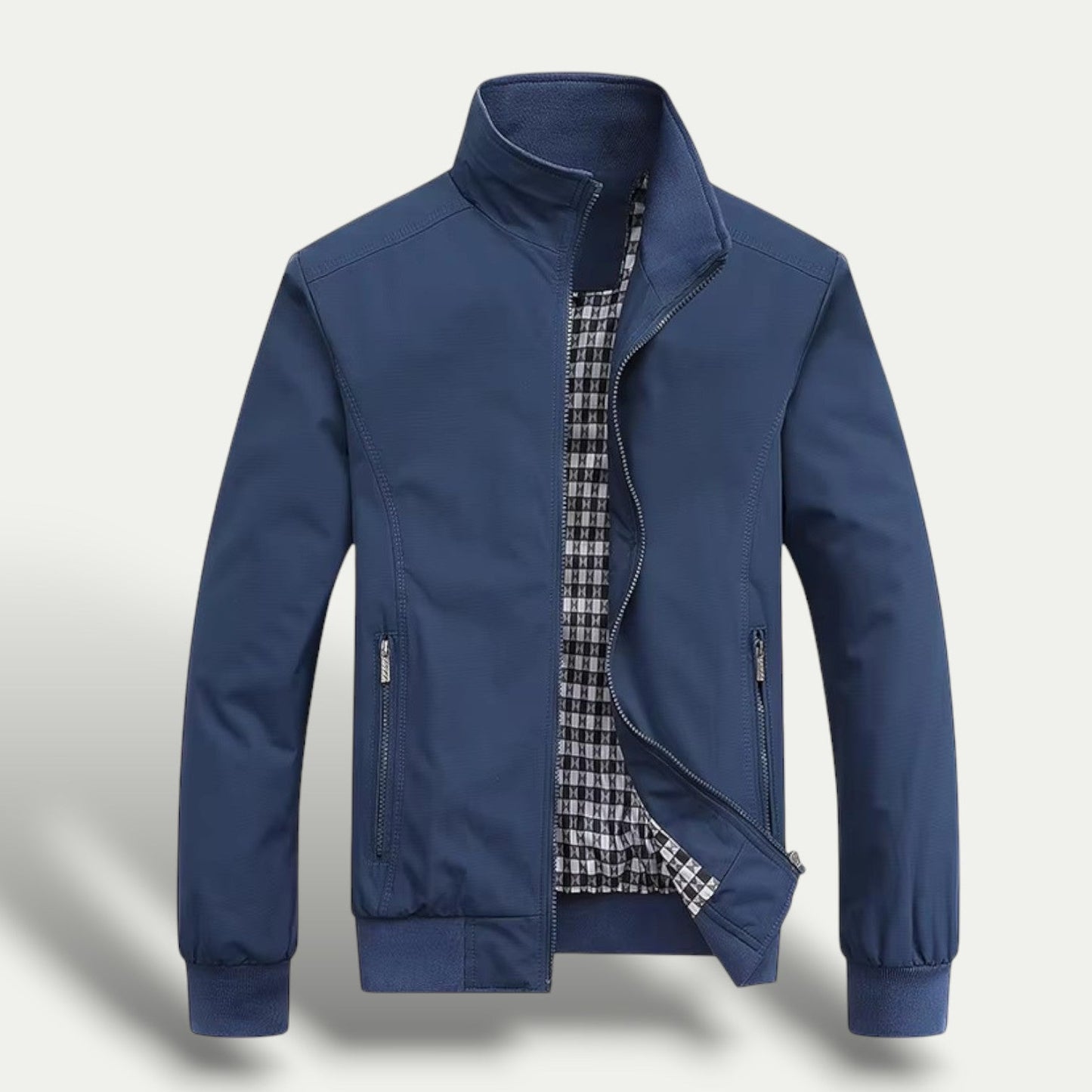 VogeLuxe | Men’s Check Lined Zip-Up Jacket 0