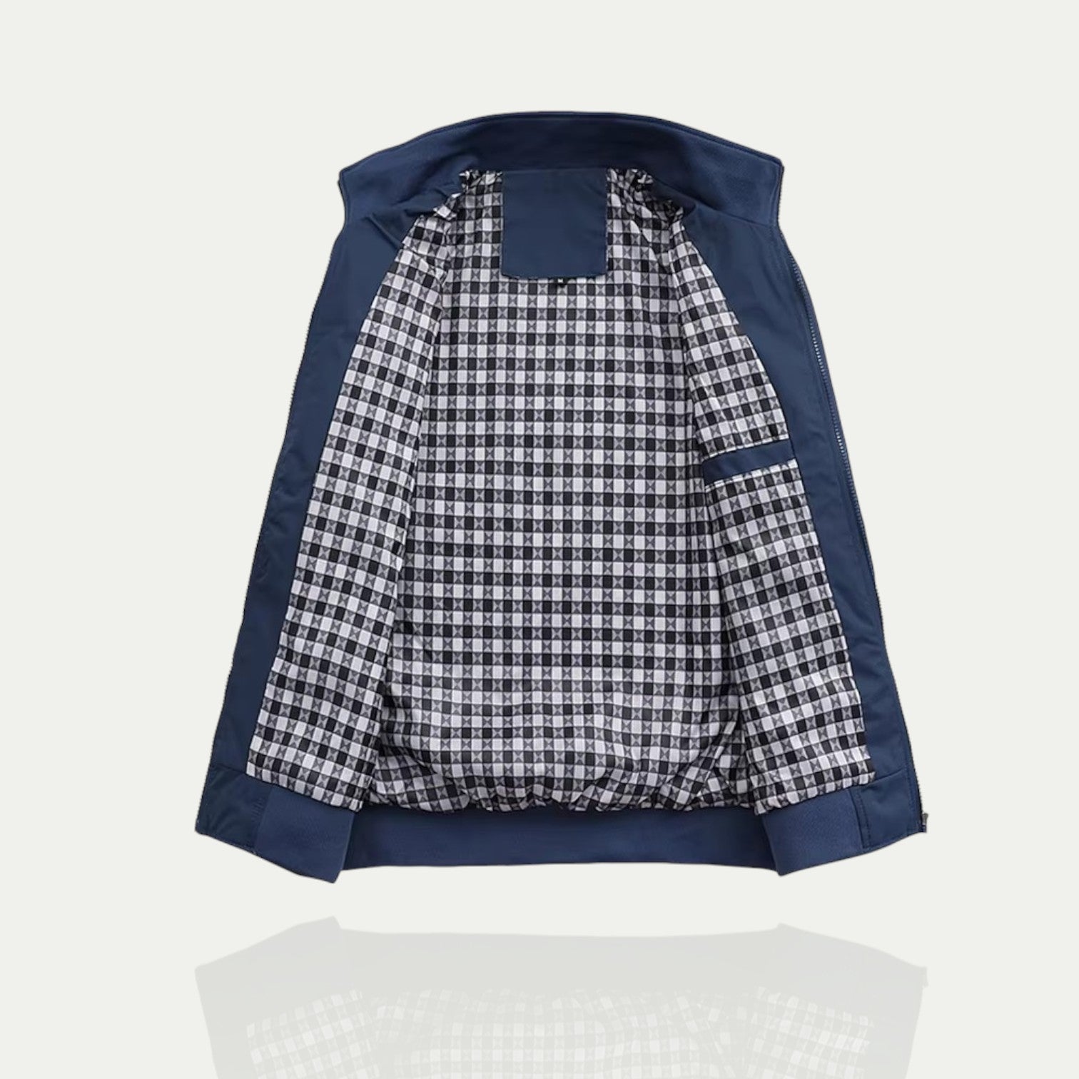VogeLuxe | Men’s Check Lined Zip-Up Jacket 1