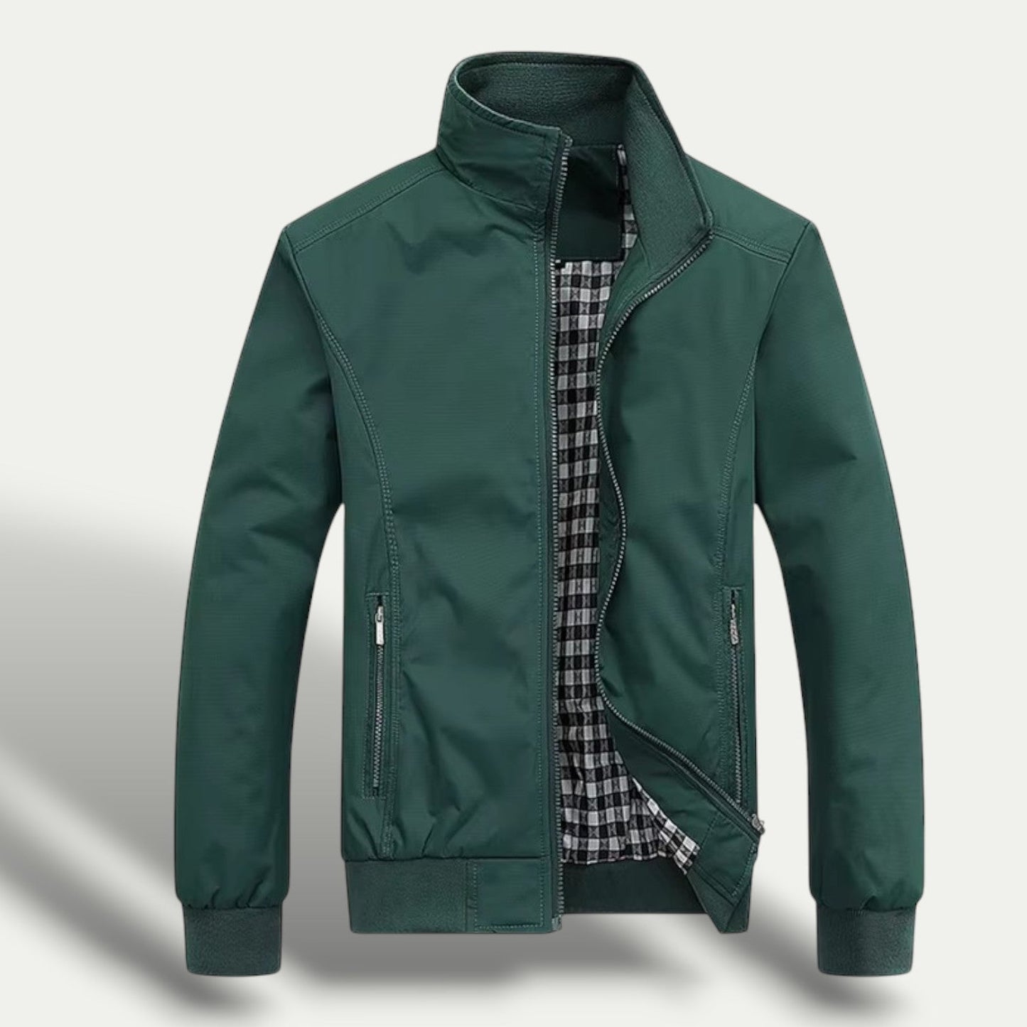 VogeLuxe | Men’s Check Lined Zip-Up Jacket 2