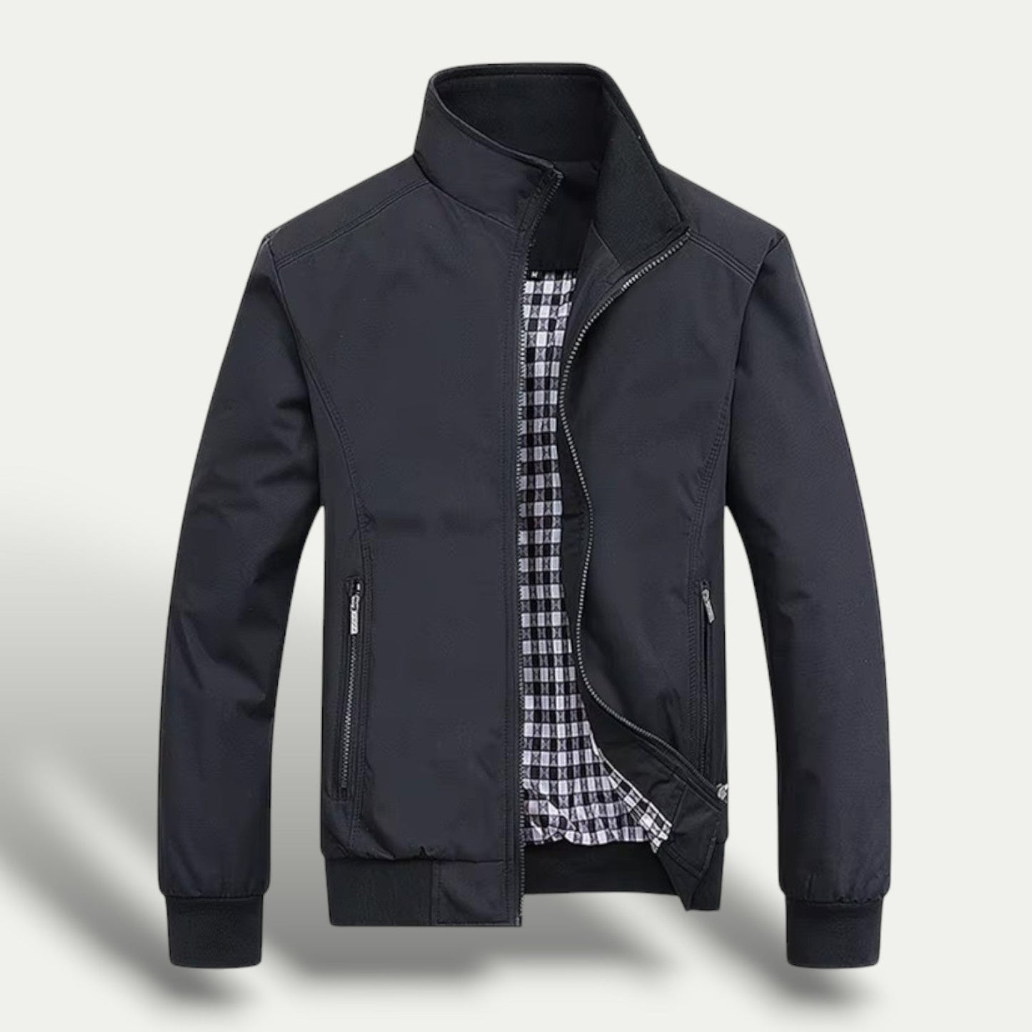 VogeLuxe | Men’s Check Lined Zip-Up Jacket 3
