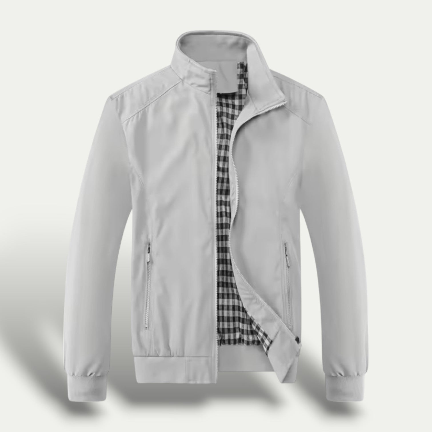 VogeLuxe | Men’s Check Lined Zip-Up Jacket 6