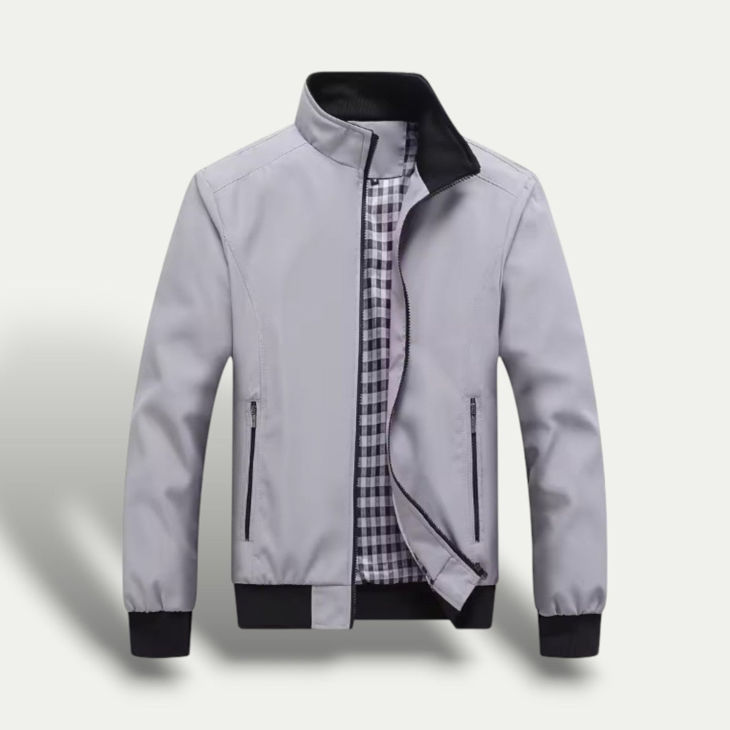 VogeLuxe | Men’s Check Lined Zip-Up Jacket 7