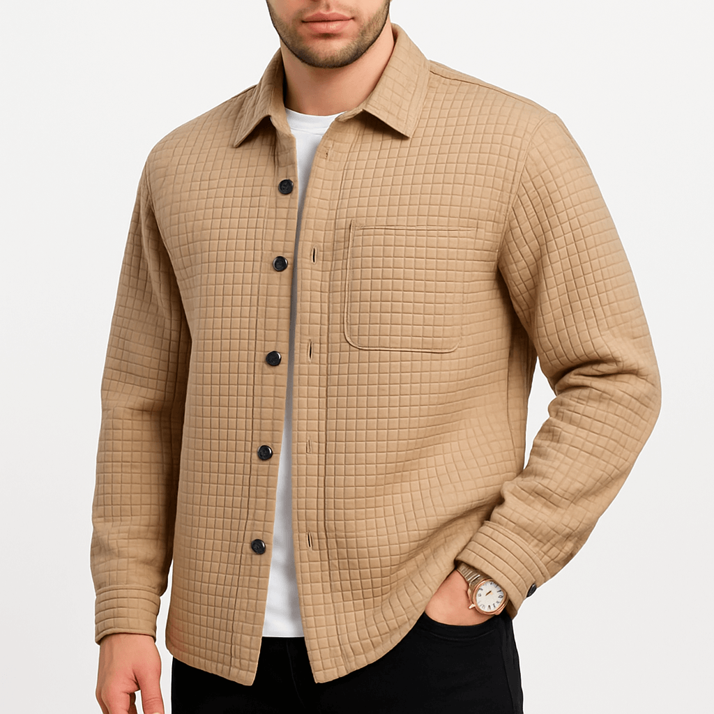 VogeLuxe | Men’s Checkered Textured Casual Cardigan 1