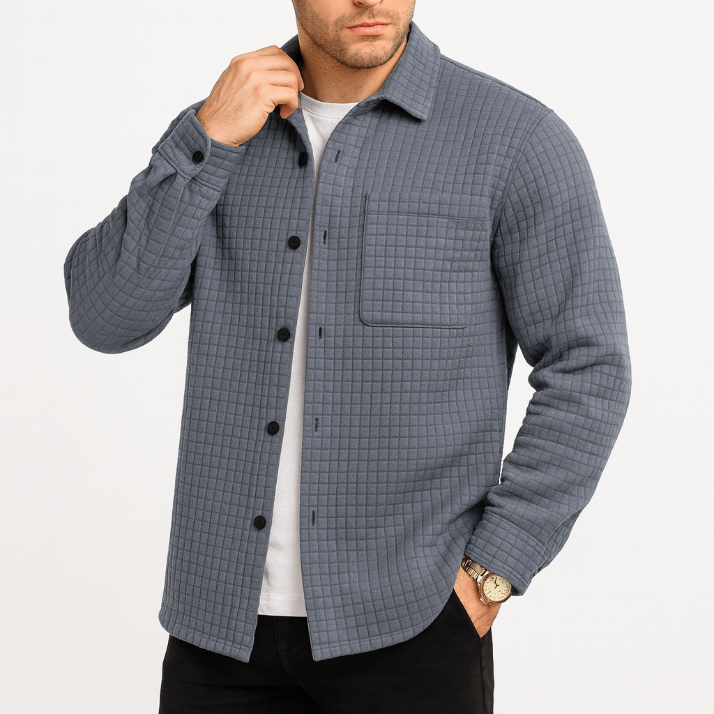 VogeLuxe | Men’s Checkered Textured Casual Cardigan 2
