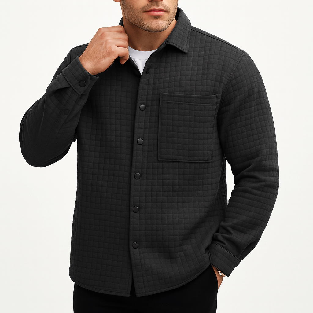 VogeLuxe | Men’s Checkered Textured Casual Cardigan 3