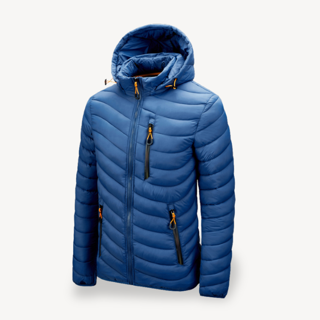 VogeLuxe | Men’s Chevron Quilted Hooded Puffer Jacket 1