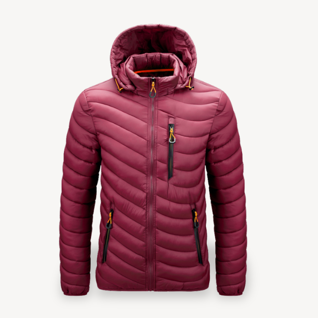 VogeLuxe | Men’s Chevron Quilted Hooded Puffer Jacket 3
