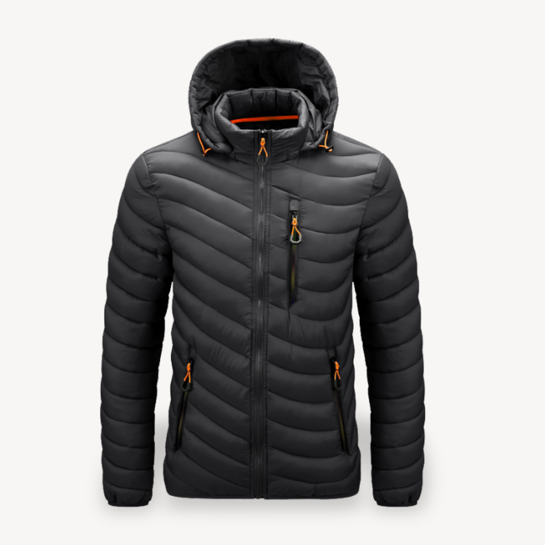 VogeLuxe | Men’s Chevron Quilted Hooded Puffer Jacket 4
