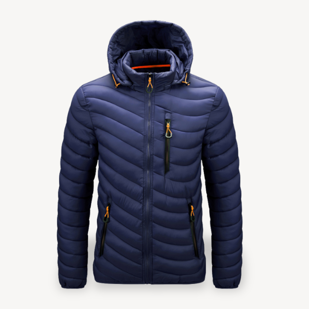 VogeLuxe | Men’s Chevron Quilted Hooded Puffer Jacket 5