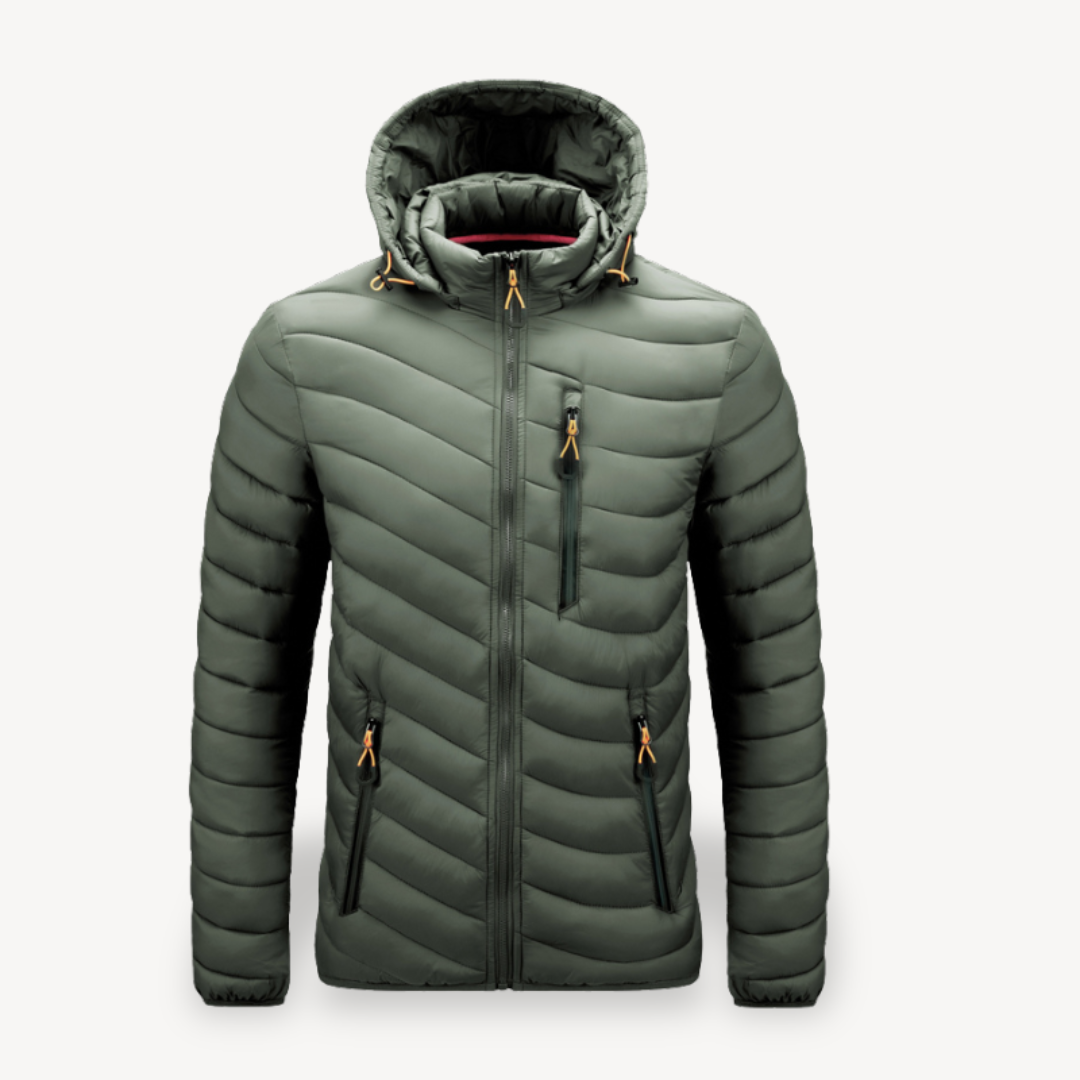 VogeLuxe | Men’s Chevron Quilted Hooded Puffer Jacket 6