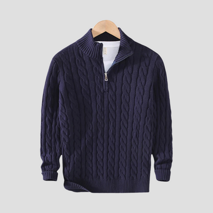 VogeLuxe | Men’s Chunky Cable Knit Quarter-Zip Sweater 0