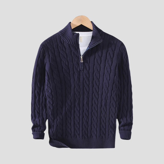 VogeLuxe | Men’s Chunky Cable Knit Quarter-Zip Sweater 0