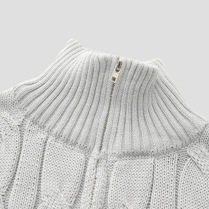 VogeLuxe | Men’s Chunky Cable Knit Quarter-Zip Sweater 6
