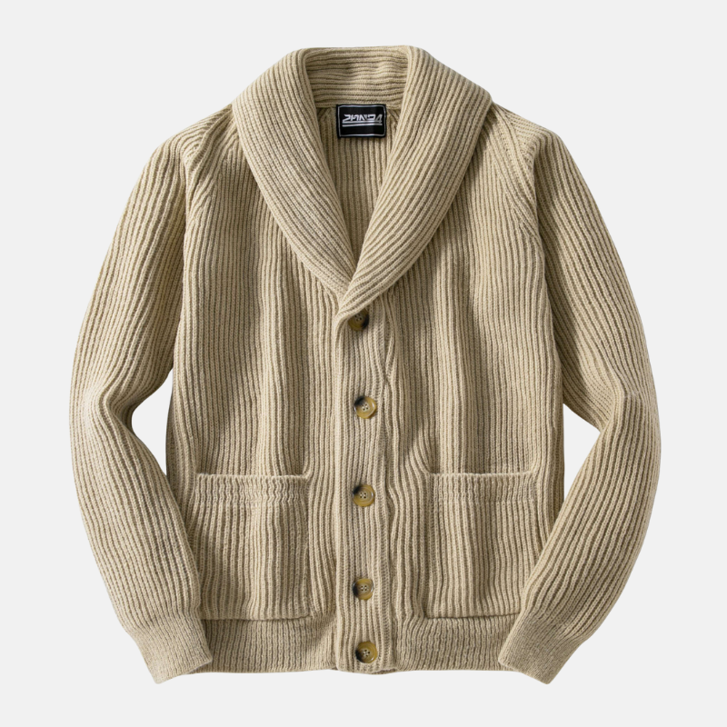 VogeLuxe | Men’s Chunky Knit Cardigan with Shawl Collar 1