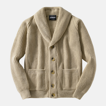 VogeLuxe | Men’s Chunky Knit Cardigan with Shawl Collar 1
