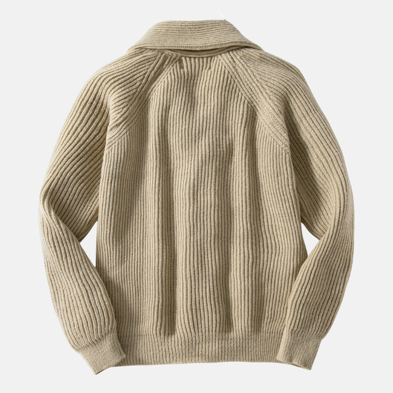 VogeLuxe | Men’s Chunky Knit Cardigan with Shawl Collar 2