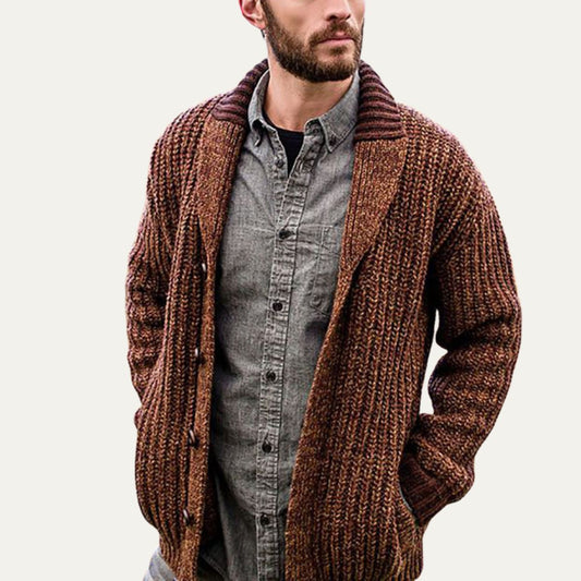 VogeLuxe | Men’s Chunky Knit Shawl Collar Cardigan 0