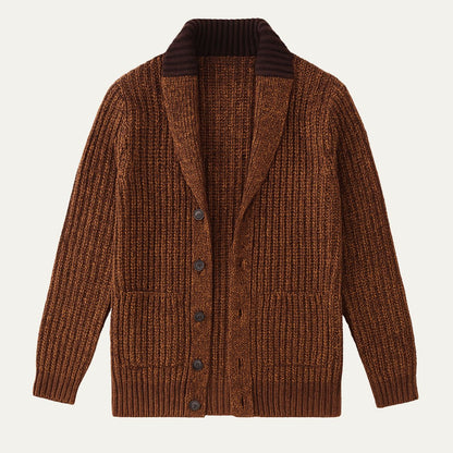 VogeLuxe | Men’s Chunky Knit Shawl Collar Cardigan 1