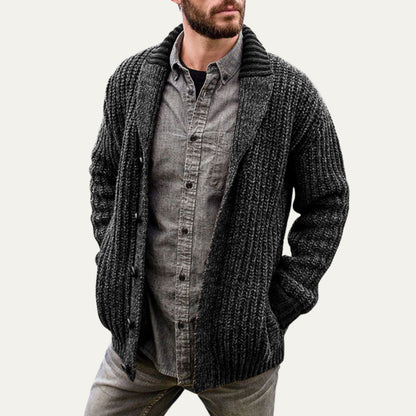 VogeLuxe | Men’s Chunky Knit Shawl Collar Cardigan 2