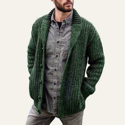 VogeLuxe | Men’s Chunky Knit Shawl Collar Cardigan 4