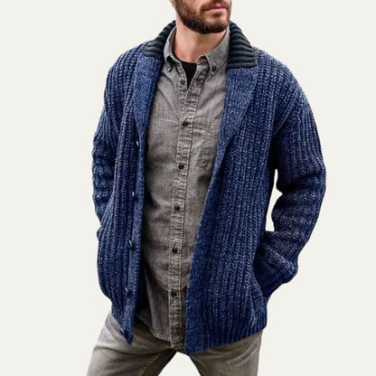VogeLuxe | Men’s Chunky Knit Shawl Collar Cardigan 5