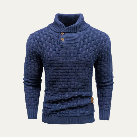 VogeLuxe | Men’s Chunky Knit Sweater with Shawl Collar 0