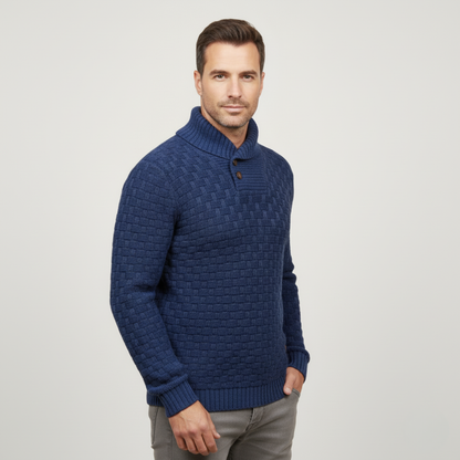 VogeLuxe | Men’s Chunky Knit Sweater with Shawl Collar 1