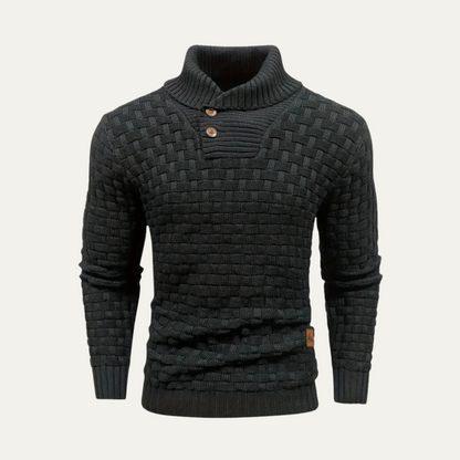 VogeLuxe | Men’s Chunky Knit Sweater with Shawl Collar 10