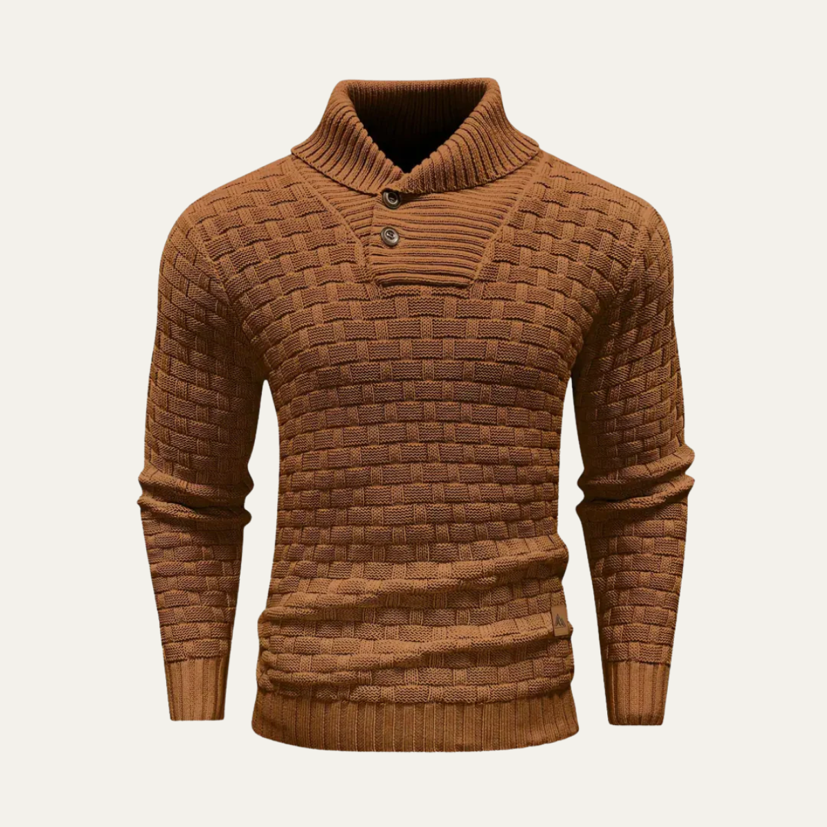 VogeLuxe | Men’s Chunky Knit Sweater with Shawl Collar 11