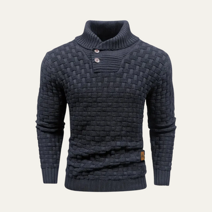 VogeLuxe | Men’s Chunky Knit Sweater with Shawl Collar 3
