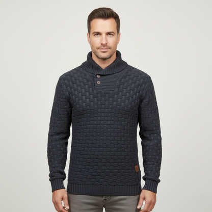 VogeLuxe | Men’s Chunky Knit Sweater with Shawl Collar 4