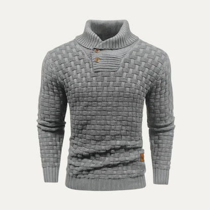 VogeLuxe | Men’s Chunky Knit Sweater with Shawl Collar 9