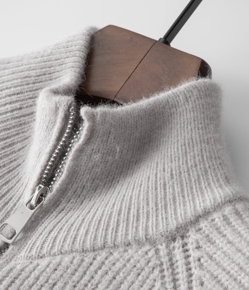VogeLuxe | Men’s Chunky Ribbed Zip-Up Cardigan 6
