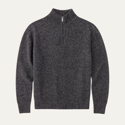 VogeLuxe | Men’s Chunky Tweed Quarter-Zip Sweater 1