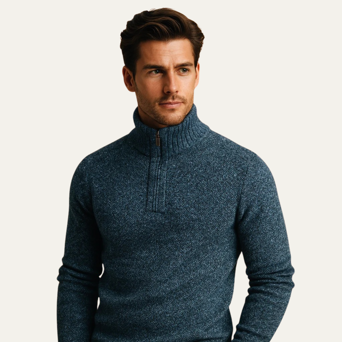 VogeLuxe | Men’s Chunky Tweed Quarter-Zip Sweater 4