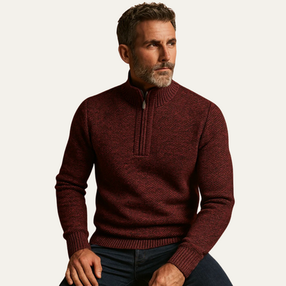 VogeLuxe | Men’s Chunky Tweed Quarter-Zip Sweater 5
