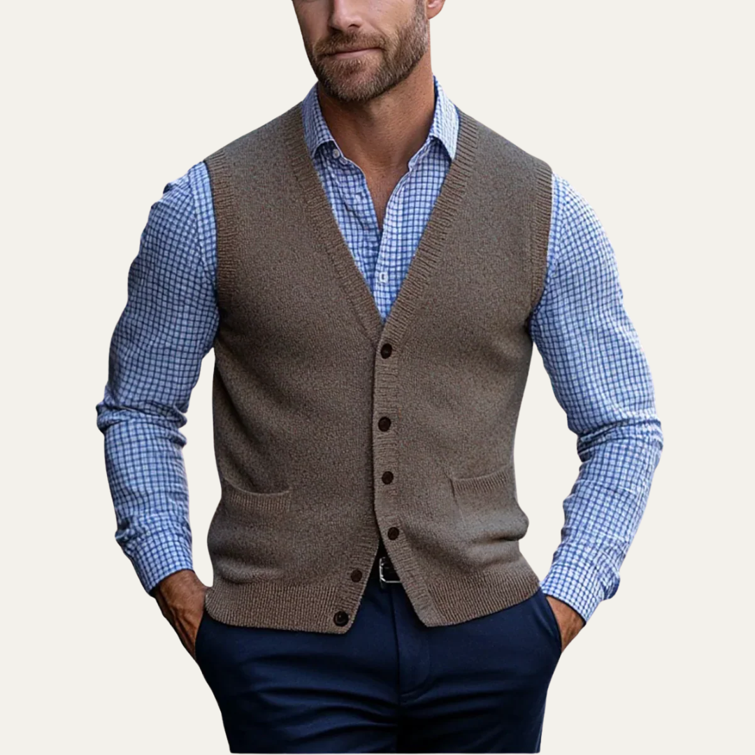VogeLuxe | Men’s Classic Button-Front Sweater Vest 0