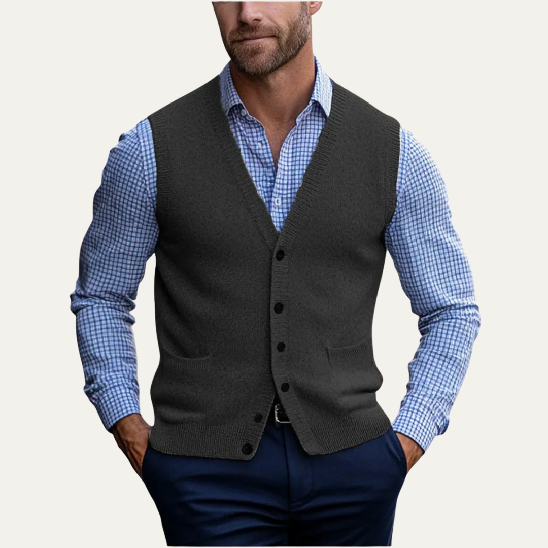 VogeLuxe | Men’s Classic Button-Front Sweater Vest 3